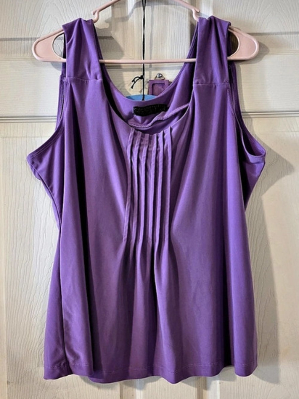 Piccadilly Pleated Sleeveless Blouse in Purple Like New